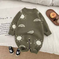 Ircomll bebê roupas de malha meninos meninas macacões moda lua sol camisola super bonito camisola de malha manga comprida bodysuit do bebê