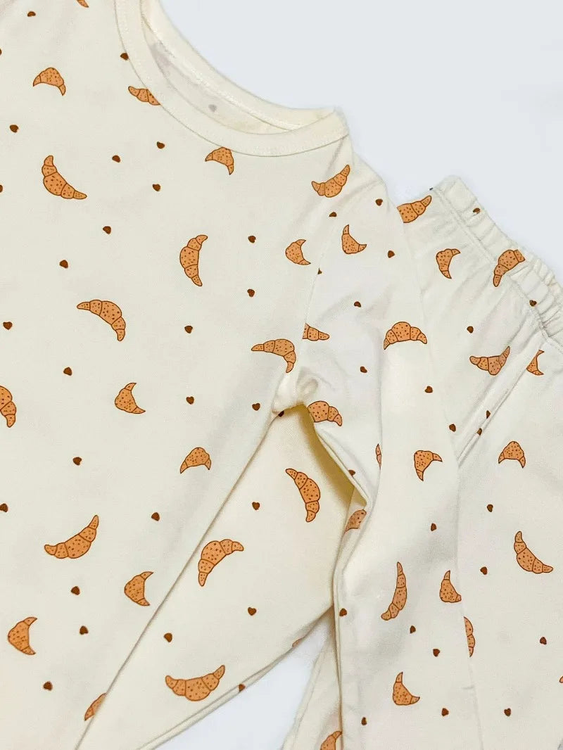 Conjunto de roupas infantis de algodão para meninos e meninas de 1 a 6 anos, roupa casual com calça superior e calça, conjunto de pijama de 2 peças para crianças
