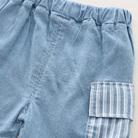 Novas crianças moda meninos denim conjuntos de roupas casuais camisas listradas shorts 2 pçs crianças terno ao ar livre da criança terno 0-5 anos