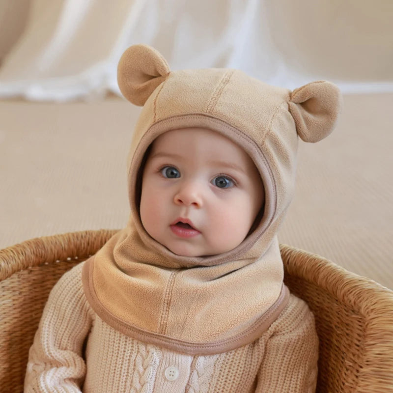 Chapéus de bebê cachecol conjunto inverno criança polar velo balaclavas infantil bonito proteção de orelha chapéus bebê meninos/meninas bonés quentes cachecol conjunto