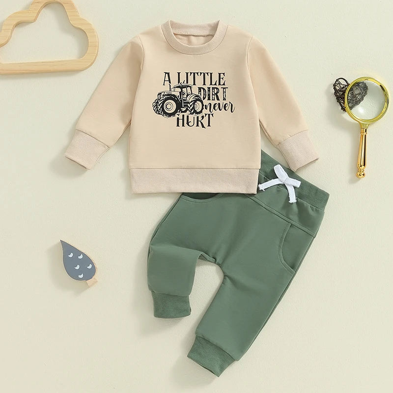 Conjunto de camisolas de manga comprida e calças de jogger, roupa do meu menino, roupa de carta, outono, inverno