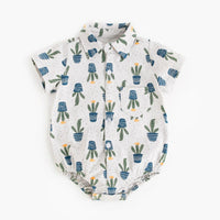 Sanlutoz Suave Bebê Meninos Verão Manga Curta Bodysuits Padrão Bonito Infantis Macacões Roupas