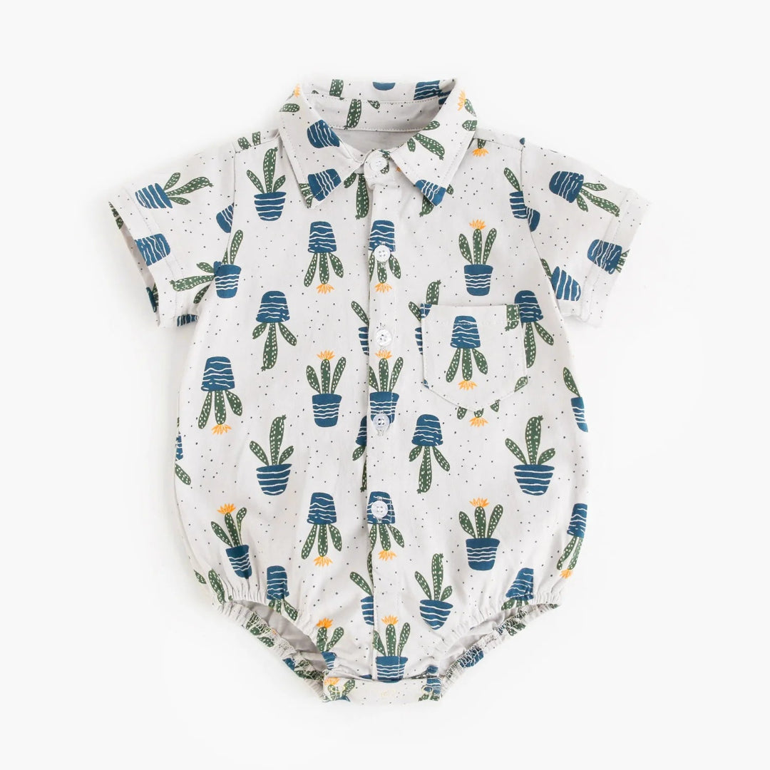 Sanlutoz Suave Bebê Meninos Verão Manga Curta Bodysuits Padrão Bonito Infantis Macacões Roupas