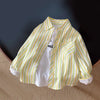 Crianças roupas coleção primavera meninos listrado manga longa camisa xadrez elegante e confortável crianças casacos casuais