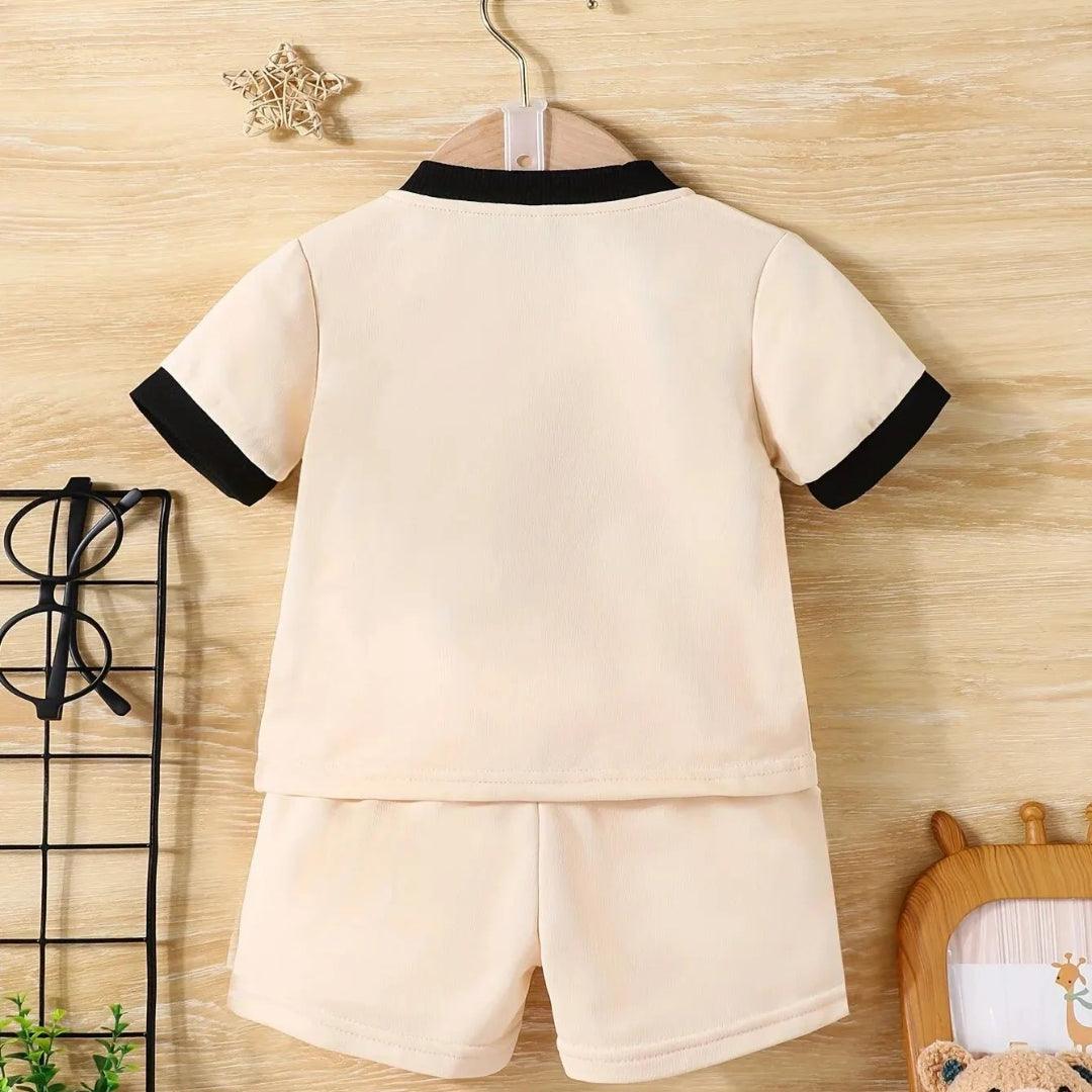 Jaqueta de beisebol de manga curta para bebês, cardigã casual, esportes ao ar livre, terno confortável, tendência de verão, 2 peças