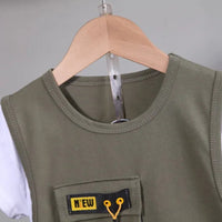 Moda verão crianças retalhos roupas bebê menino menina bolso t camisa shorts 2 pc/set criança casual roupas esportivas crianças agasalhos