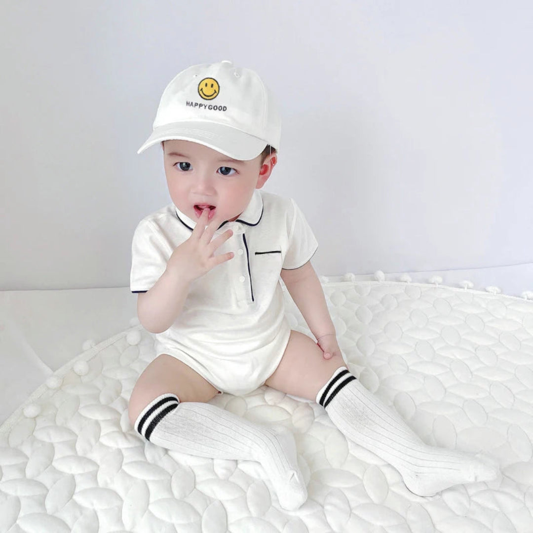 Macacão de manga curta do bebê, vestido de cavalheiro, sacola, bainha triangular da moda