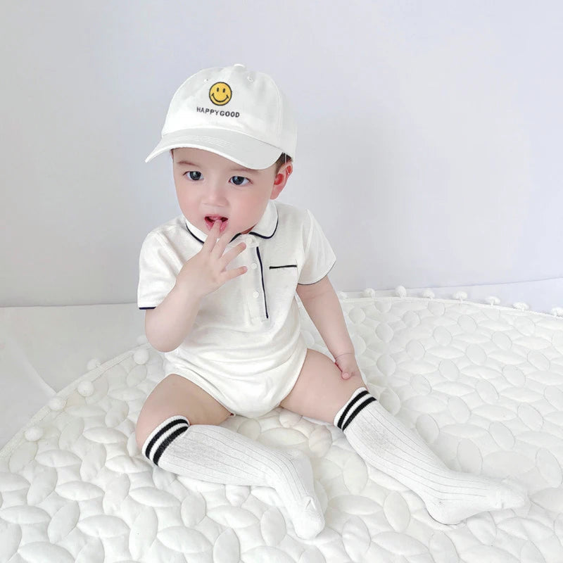 Macacão de manga curta do bebê, vestido de cavalheiro, sacola, bainha triangular da moda