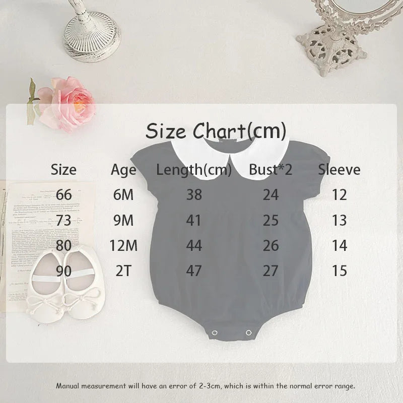 MILANCEL-Bodysuit patchwork para meninas infantis, roupas de bebê, fofas, colarinho Peter Pan, outwear para criança, 0-2 Y, verão, 2022