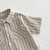 Camisa e shorts listrados de algodão para crianças da moda, conjunto combinado de conforto e estilo, ideal para crianças de 1 a 5 anos