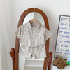 Camisa e shorts listrados de algodão para crianças da moda, conjunto combinado de conforto e estilo, ideal para crianças de 1 a 5 anos