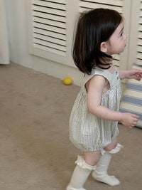 2025 verão novo bebê sem mangas listrado bodysuit algodão infantil menina casual cinta macacão recém-nascido da criança roupas casuais 0-24m