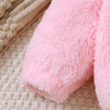 Outono e inverno rosa fofo conjunto bebê meninas bonito dos desenhos animados coelho figura com capuz manga longa com capuz cintura elástica calças de cor sólida