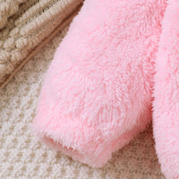 Outono e inverno rosa fofo conjunto bebê meninas bonito dos desenhos animados coelho figura com capuz manga longa com capuz cintura elástica calças de cor sólida