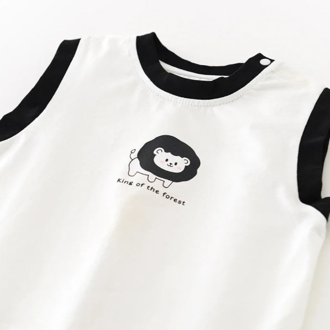 Milancel novo conjunto de roupas de verão para bebês meninos colete com estampa de leão + shorts com estampa de pata 3-24 meses roupa confortável para meninas pequenas 2 peças