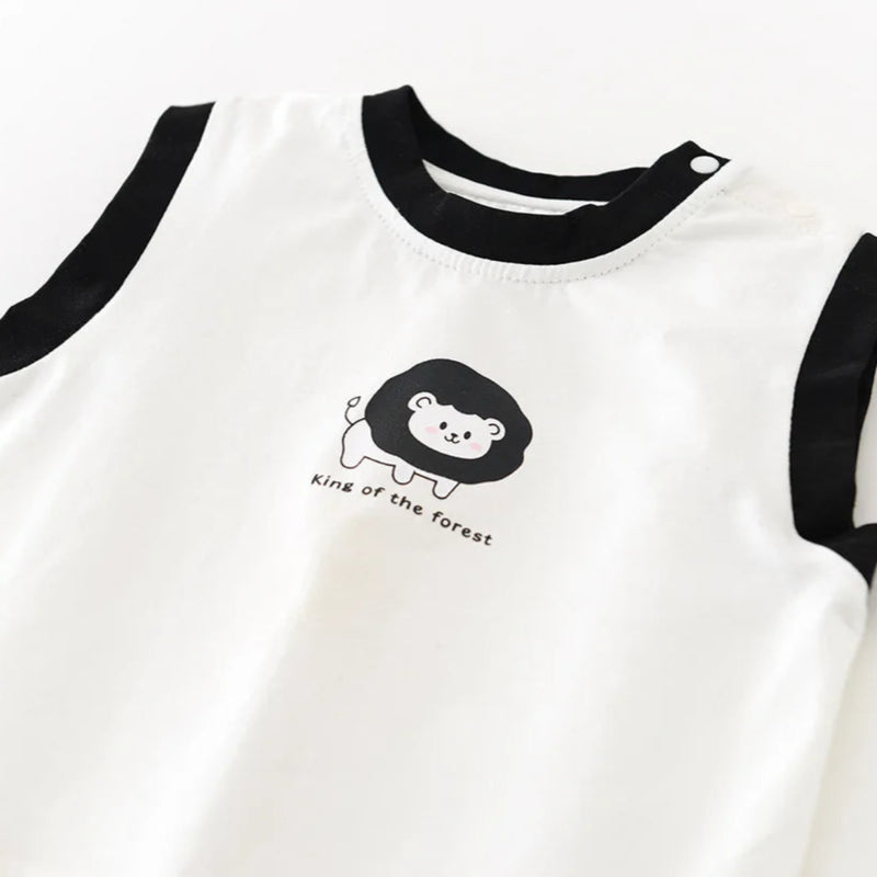 Milancel novo conjunto de roupas de verão para bebês meninos colete com estampa de leão + shorts com estampa de pata 3-24 meses roupa confortável para meninas pequenas 2 peças