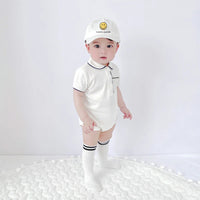 Macacão de manga curta do bebê, vestido de cavalheiro, sacola, bainha triangular da moda
