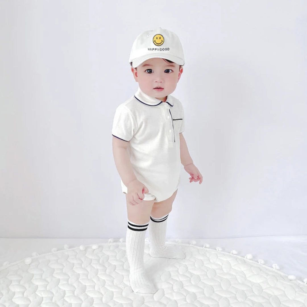 Macacão de manga curta do bebê, vestido de cavalheiro, sacola, bainha triangular da moda
