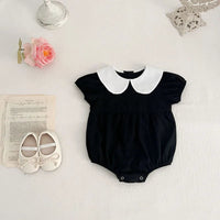 MILANCEL-Bodysuit patchwork para meninas infantis, roupas de bebê, fofas, colarinho Peter Pan, outwear para criança, 0-2 Y, verão, 2022