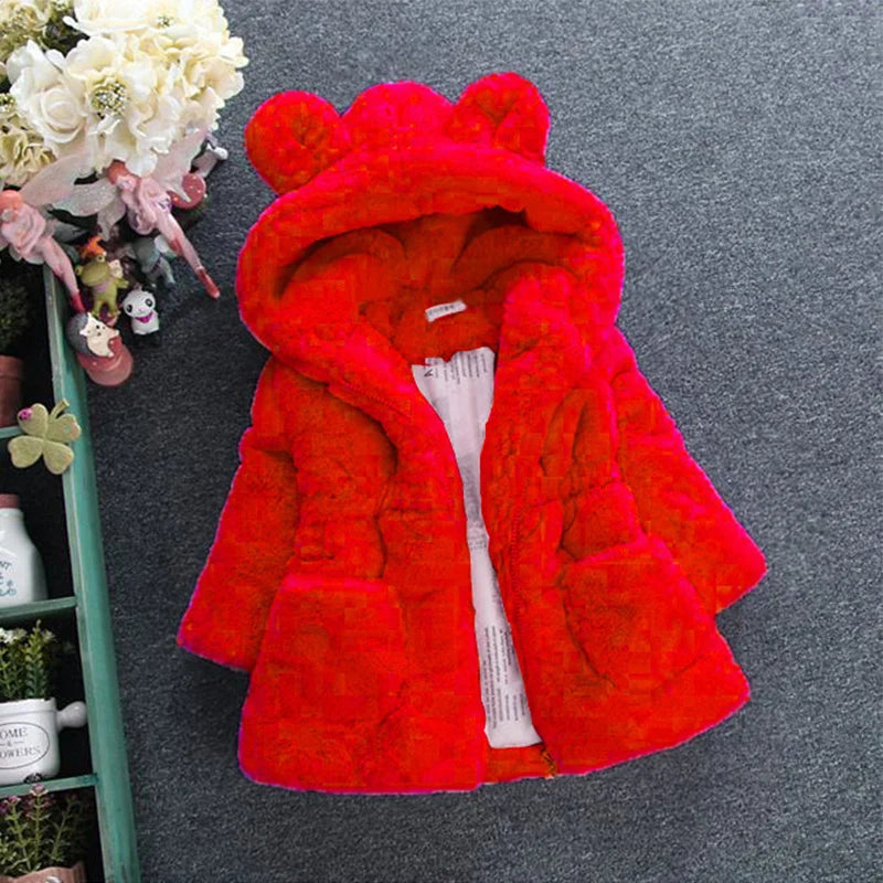 Parka infantil com capuz de peles artificiais, Snowsuit grosso quente, Roupas Outerwear, Jaqueta infantil, Casacos para meninas, Inverno