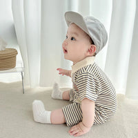 Macacão de manga curta para bebê masculino e feminino, puro algodão, roupas harém versáteis, elegante, verão, 1 pc
