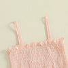 Pudcoco Conjunto de 2 peças de roupa de verão para bebês meninas com babados sólidos e tops sem mangas e calças com textura ondulada 0-4T