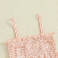 Pudcoco Conjunto de 2 peças de roupa de verão para bebês meninas com babados sólidos e tops sem mangas e calças com textura ondulada 0-4T