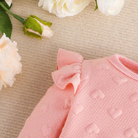 Roupas de bebê recém-nascido terno 3-24 meses manga longa bonito em forma de coração impresso babados camiseta e arco frontal calças terno