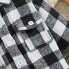 Outono menino menina casaco coreano novas crianças neutro xadrez lapela lã camisa de manga comprida moda cardigan curto