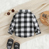 Outono menino menina casaco coreano novas crianças neutro xadrez lapela lã camisa de manga comprida moda cardigan curto