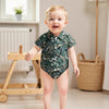 Pudcoco infantil bebê menino manga curta macacão moda impressão lapela pescoço botão-up bodysuit roupas casuais de verão
