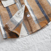 Outono menino menina casaco coreano novas crianças neutro xadrez lapela lã camisa de manga comprida moda cardigan curto