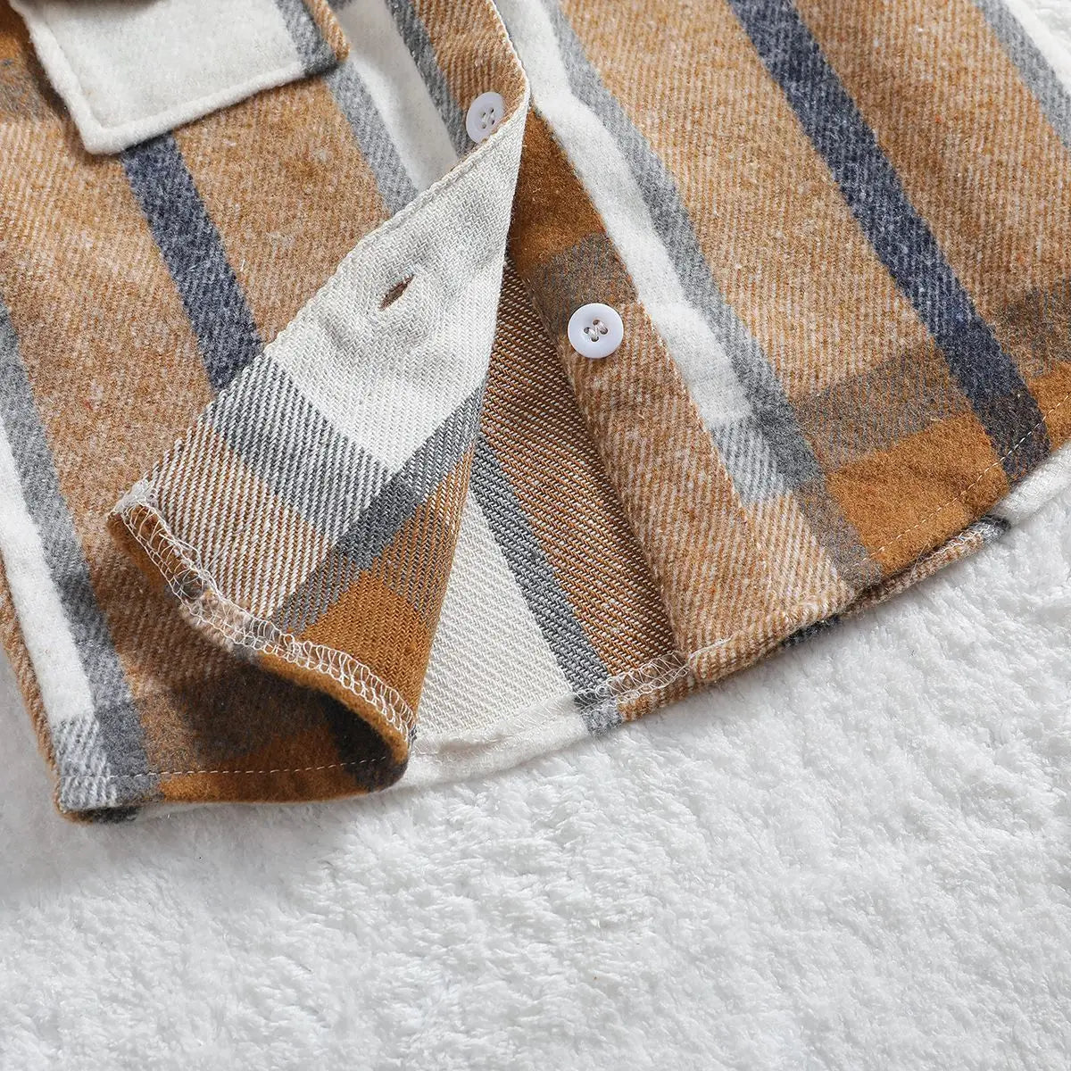 Outono menino menina casaco coreano novas crianças neutro xadrez lapela lã camisa de manga comprida moda cardigan curto