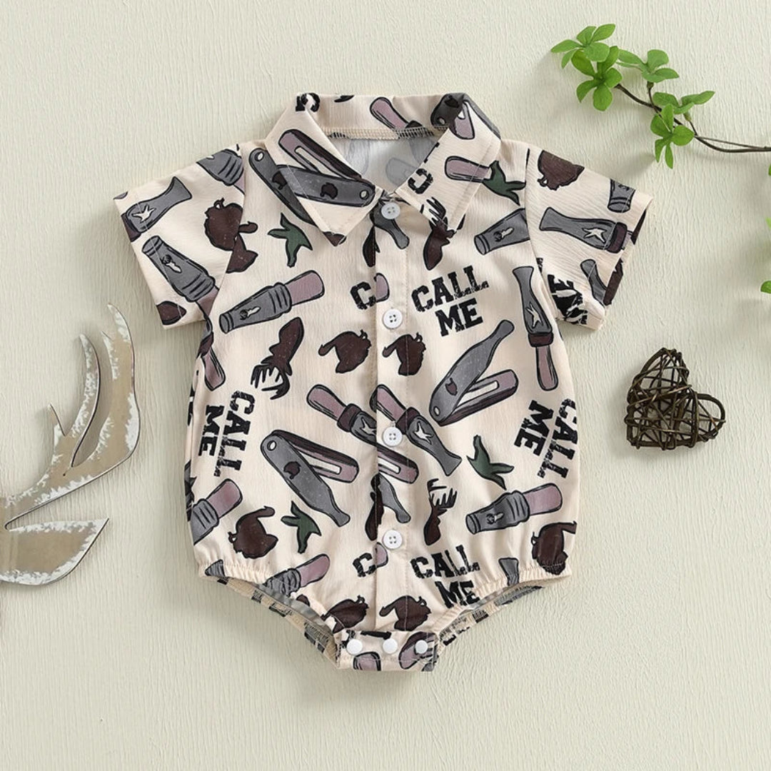 Pudcoco infantil bebê menino manga curta macacão moda impressão lapela pescoço botão-up bodysuit roupas casuais de verão