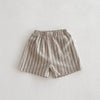 Conjunto de treino listrado infantil, Camisa e shorts com gola virada para baixo, Roupas de meninos e meninas, Roupas infantis, Verão, 2 peças, 2024
