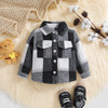 Outono menino menina casaco coreano novas crianças neutro xadrez lapela lã camisa de manga comprida moda cardigan curto