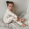 Conjunto de roupas infantis de algodão para meninos e meninas de 1 a 6 anos, roupa casual com calça superior e calça, conjunto de pijama de 2 peças para crianças