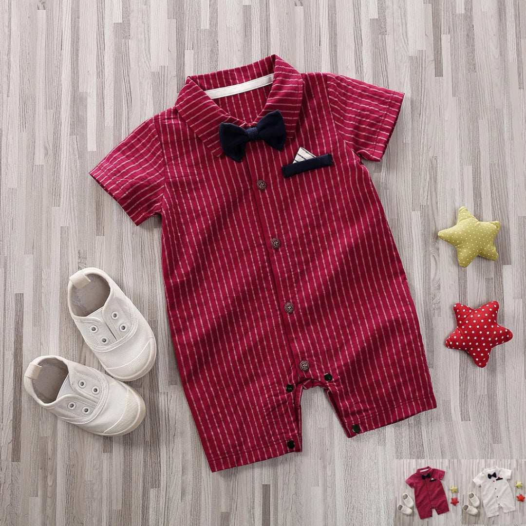 1 peça macacão de bebê menino estilo formal manga curta estampa de tira roupas de verão