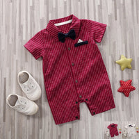 1 peça macacão de bebê menino estilo formal manga curta estampa de tira roupas de verão