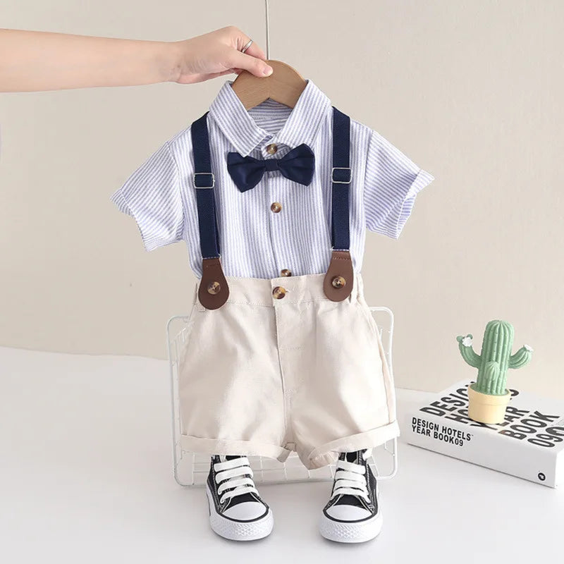 IENENS Roupas de festa de aniversário para crianças, conjuntos de roupas para bebês, macacões para meninos, camisas de verão + shorts, roupas infantis de manga curta