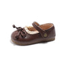Sapatos de couro PU com borla para meninas, sola macia antiderrapante, dedo do pé redondo, laço, princesa doce, ao ar livre, primavera, outono