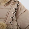 Crianças outono inverno grosso casaco de algodão crianças meninas quente pérolas jaqueta gola de pelúcia com capuz à prova de vento outwear 1 a 6 anos de idade
