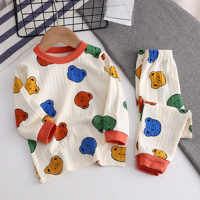 Conjunto de roupas infantis de algodão para meninos e meninas de 1 a 6 anos, roupa casual com calça superior e calça, conjunto de pijama de 2 peças para crianças