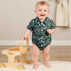 Pudcoco infantil bebê menino manga curta macacão moda impressão lapela pescoço botão-up bodysuit roupas casuais de verão