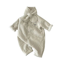 Macacão de bebê coreano cachecol conjunto outono inverno lã de cordeiro macacão para meninos meninas da criança roupas infantis soltas recém-nascidos macacão 2 pçs