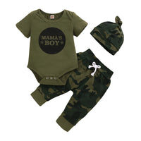 Conjunto de roupas camufladas de manga curta, 3 peças, com chapéu, roupas para bebês recém-nascidos, verão, esportes de rua, terno para crianças de 0 a 18 meses
