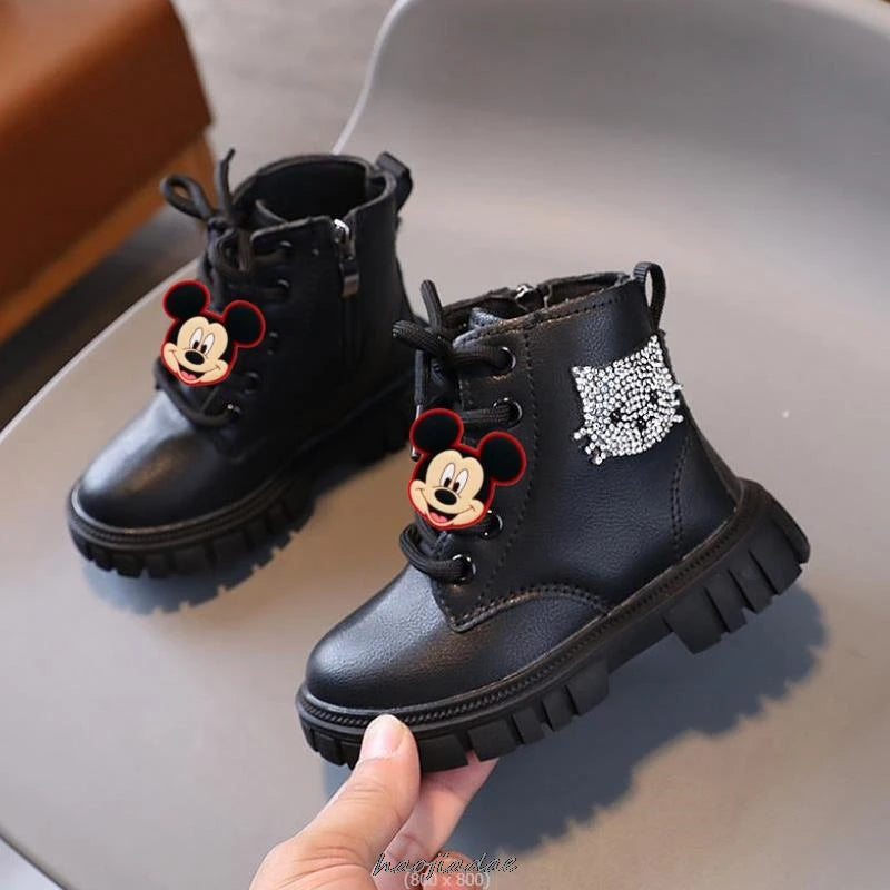 Kids' Single Lilo and Stitch Short Boots, Sapato de bebé, Antiderrapante, Resistente ao desgaste, Calçado de lazer, Rapaz, Raparigas, Estudantes