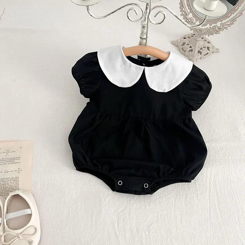 MILANCEL-Bodysuit patchwork para meninas infantis, roupas de bebê, fofas, colarinho Peter Pan, outwear para criança, 0-2 Y, verão, 2022