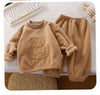 Conjuntos de flanela de inverno para crianças, pijamas sólidos e quentes para crianças, conjunto de duas peças para bebês, meninos e meninas, roupas boutique