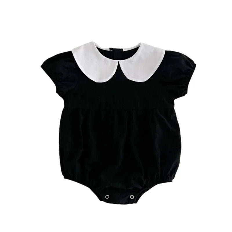 MILANCEL-Bodysuit patchwork para meninas infantis, roupas de bebê, fofas, colarinho Peter Pan, outwear para criança, 0-2 Y, verão, 2022